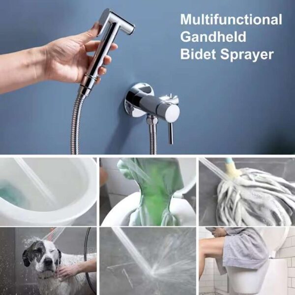 Single-Handle Bidet Faucet with Handle Wall Mount Bidet Sprayer for Toilet with Brass Rough-in Valve in Polished Chrome