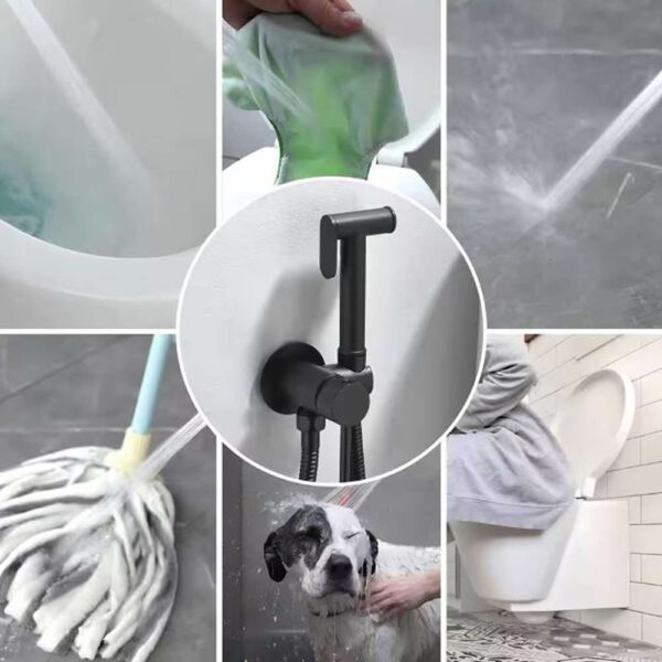 Single-Handle Bidet Faucet with Handle Wall Mount Bidet Sprayer for Toilet with Rough-In Valve in Matte Black
